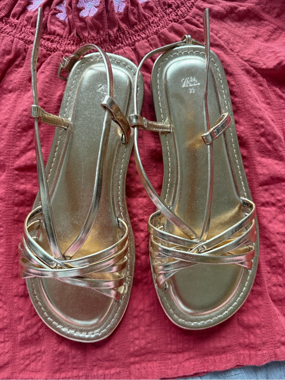 ZARA Metallic Gold Strappy  Sandals